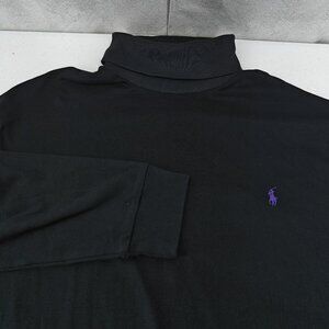 Polo Ralph Lauren Turtleneck Shirt Men XXL Black Long Sleeve Purple Pony Vintage